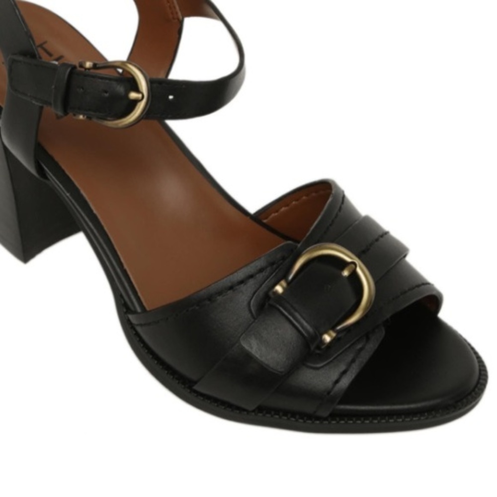 NWT Naturalizer Malika Women’s Sz 8.5W Wide Black Leather Open Toe Pump Heels - Picture 3 of 7